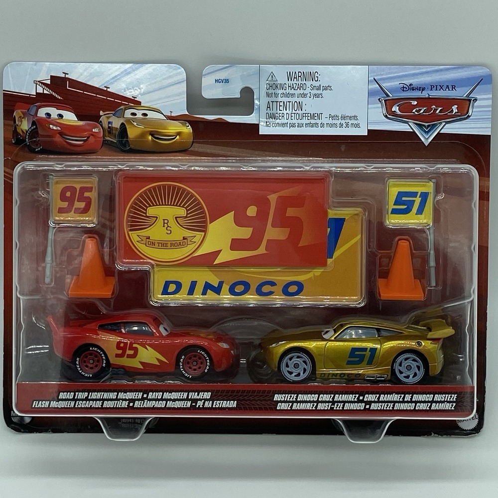 Disney Pixar Cars Road‎ Trip Lightning McQueen & Rusteze Dinoco Cruz Ramirez NEW